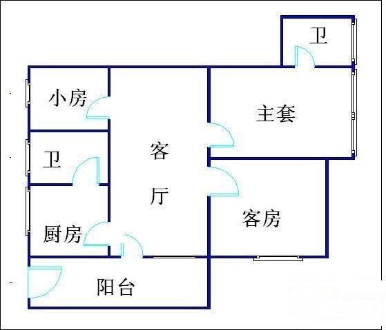 南翠苑3室1厅2卫76㎡户型图