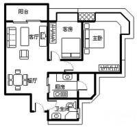 中颐海伦堡花园2室2厅1卫76㎡户型图