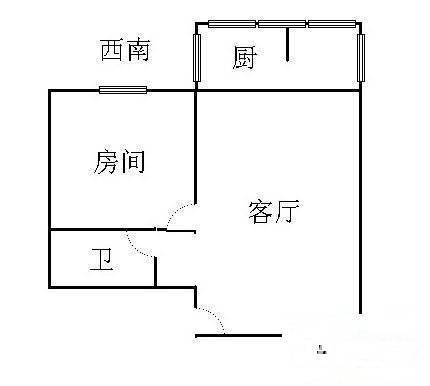 海珠凤凰新村1室1厅1卫41㎡户型图