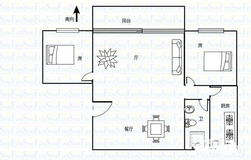 春兰花园2室0厅1卫77㎡户型图