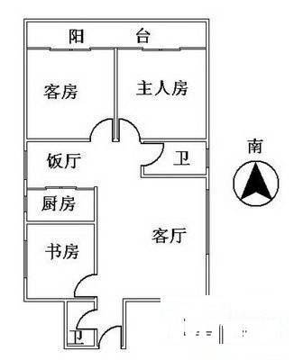 省府宿舍3室2厅1卫103㎡户型图