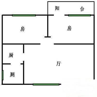 百荣园2室1厅1卫71㎡户型图