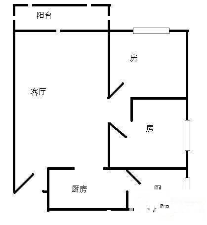 百荣园2室1厅1卫71㎡户型图