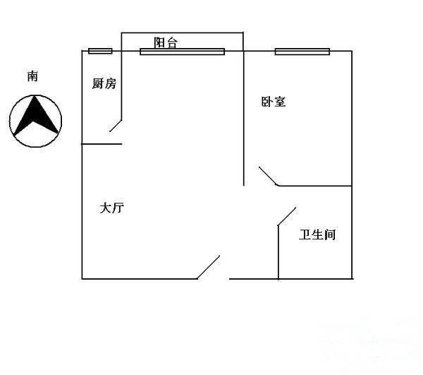 百荣园1室1厅1卫48㎡户型图