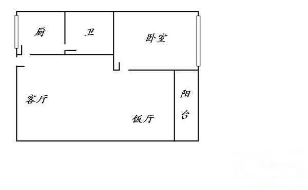 百荣园1室1厅1卫48㎡户型图