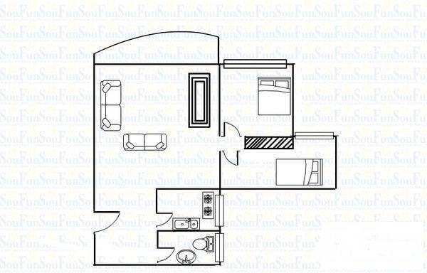 又一居2室1厅1卫63㎡户型图