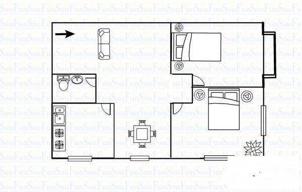 又一居2室2厅1卫90㎡户型图