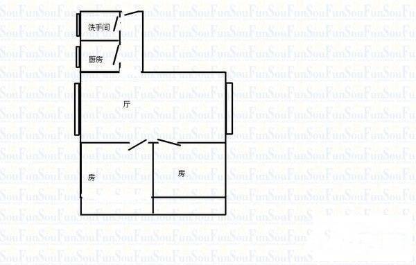 又一居2室1厅1卫63㎡户型图