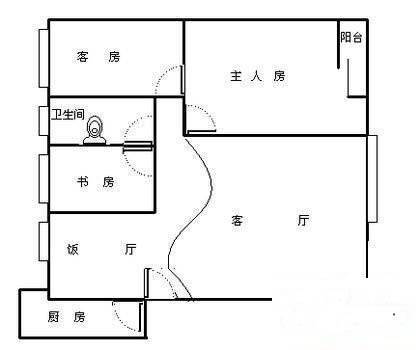 又一居3室2厅1卫97㎡户型图