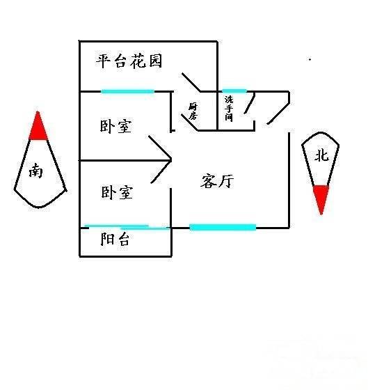 又一居2室1厅1卫63㎡户型图