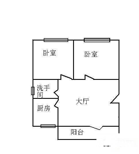 又一居2室1厅1卫63㎡户型图