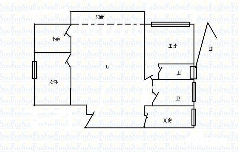 又一居3室2厅2卫108㎡户型图