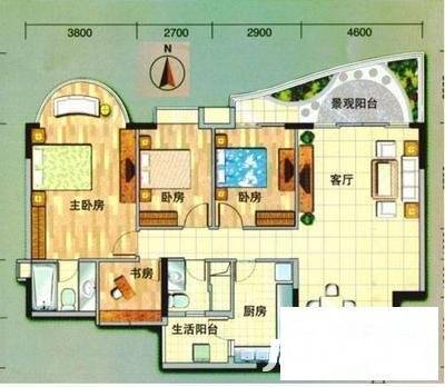 逸景翠园碧莲居4室2厅2卫130㎡户型图