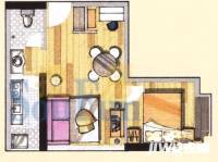 天惠嘉园1室1厅1卫48.4㎡户型图