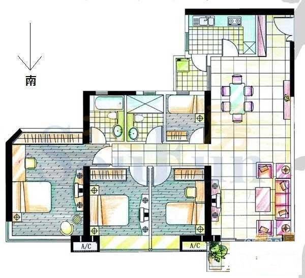 隽园4室2厅2卫80㎡户型图