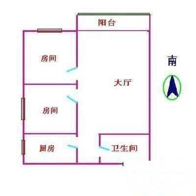 石榴桥小区2室1厅1卫65㎡户型图