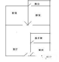 大石桥苑小区2室1厅1卫45㎡户型图