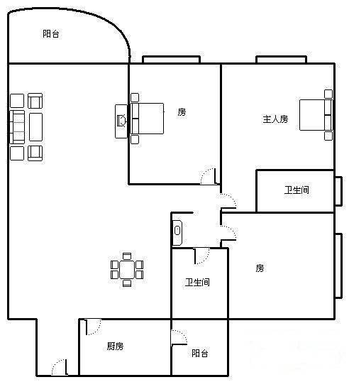 中信乐涛苑3室2厅1卫94㎡户型图