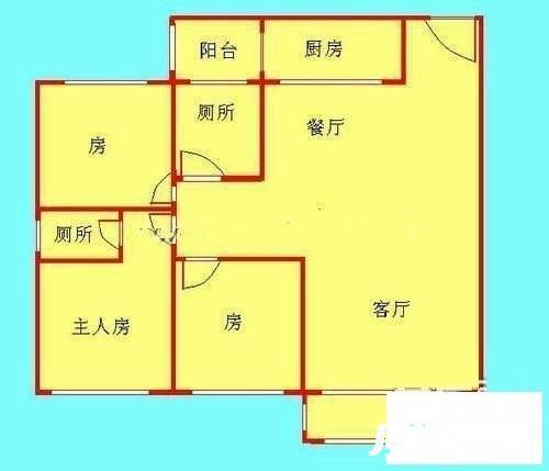 中信乐涛苑3室2厅2卫95㎡户型图