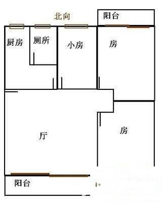 天健广场3室1厅1卫96㎡户型图