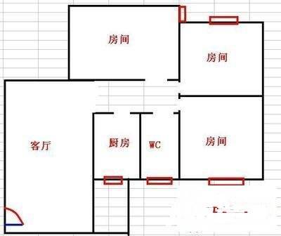 新市花园二期3室1厅1卫78㎡户型图