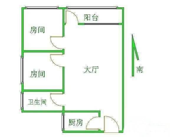 龙口东小区2室1厅1卫66㎡户型图