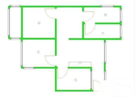 龙口东小区3室1厅1卫96㎡户型图