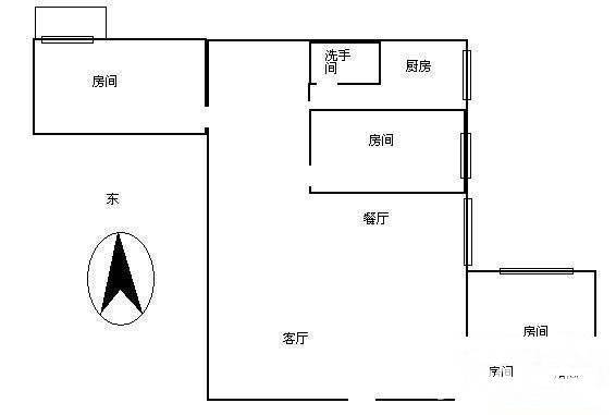 龙口东小区3室2厅1卫95㎡户型图