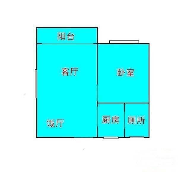 海珠翠景苑1室2厅1卫40㎡户型图