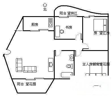 嘉仕花园尚海轩3室1厅1卫91㎡户型图