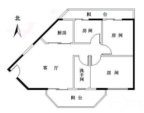 嘉仕花园尚海轩3室1厅1卫91㎡户型图