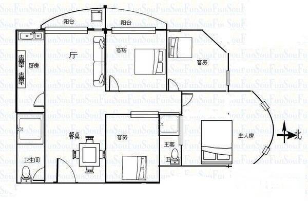 嘉仕花园尚海轩4室2厅2卫132㎡户型图