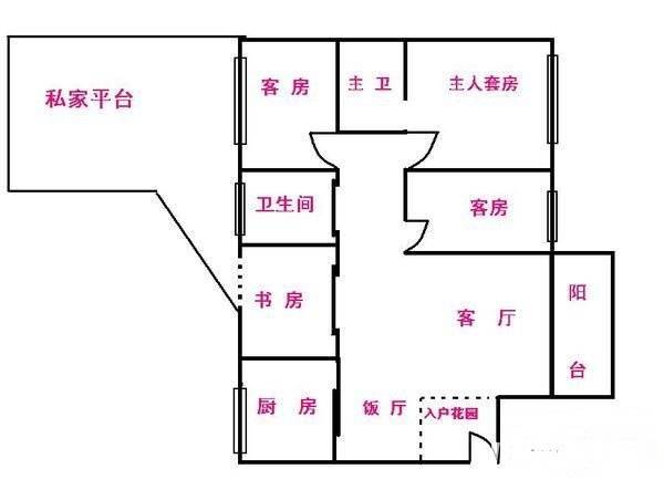 乐得花园二期4室2厅2卫73㎡户型图