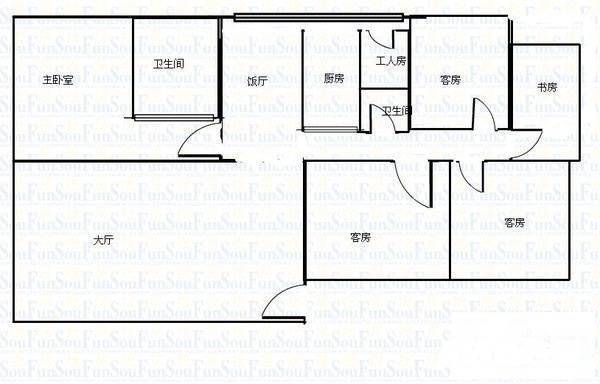 凯旋会6室2厅2卫300㎡户型图