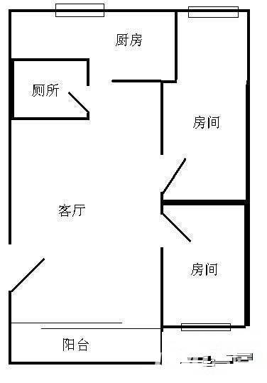 松鹤小区2室1厅1卫60㎡户型图