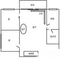 十三行路小区2室2厅1卫62㎡户型图