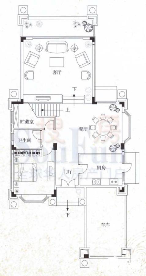 雅居乐雍逸豪廷3室2厅1卫241.6㎡户型图