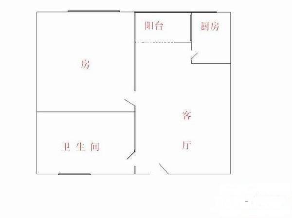 金雅苑二期1室1厅1卫36㎡户型图