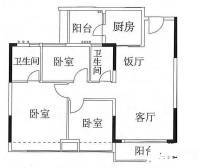 时尚明苑3室2厅2卫98㎡户型图