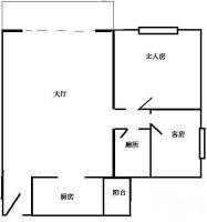钟村长江数码花园2室1厅1卫78㎡户型图