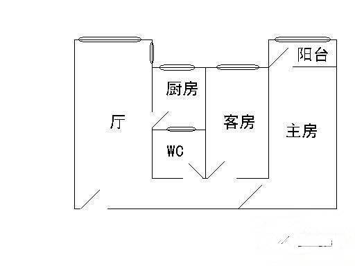 松洲花园2室1厅1卫50㎡户型图