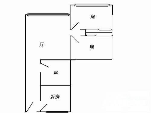 松洲花园2室1厅1卫50㎡户型图