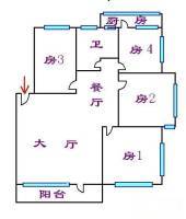 富丽家园莲芳园4室2厅1卫82㎡户型图