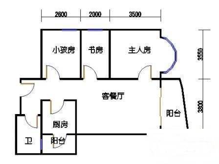 罗马家园二期3室2厅1卫91㎡户型图