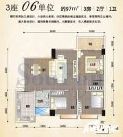 颐和上院二期3室2厅1卫97㎡户型图