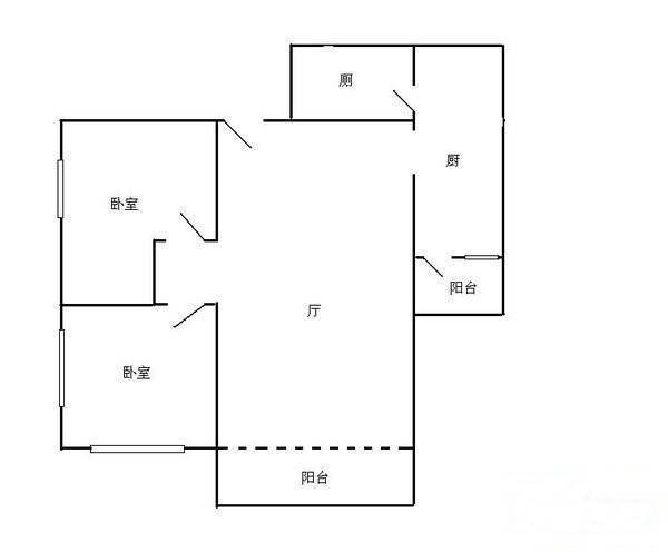 贝丽花园云山丽水2室1厅1卫64㎡户型图