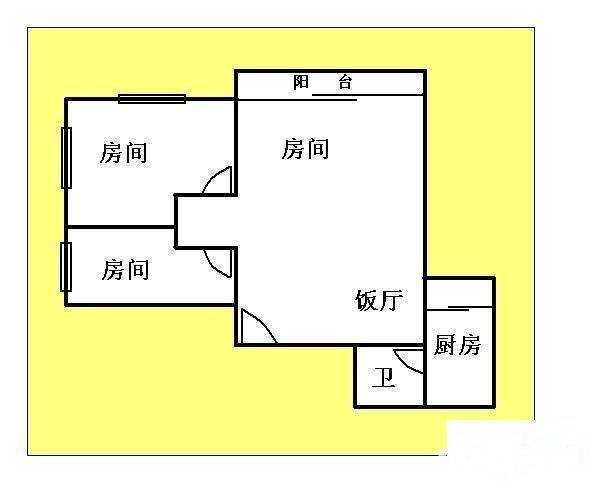 贝丽花园云山丽水2室2厅1卫64㎡户型图