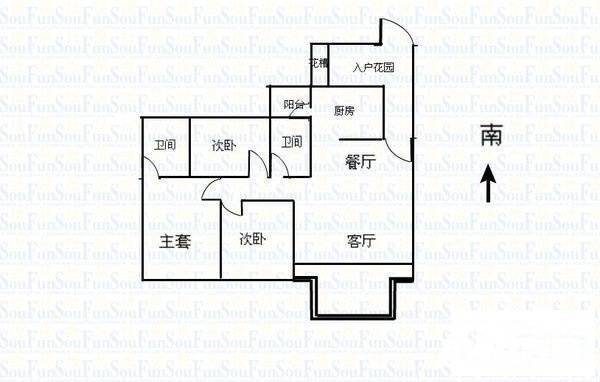 贝丽花园云山丽水3室2厅2卫99㎡户型图