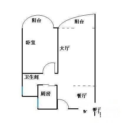 历德雅舍1室1厅1卫56㎡户型图