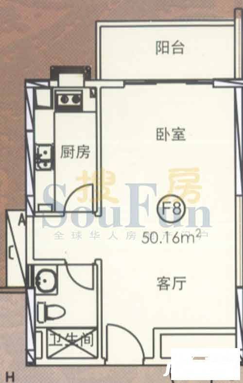 鋆林花园1室1厅1卫50.2㎡户型图